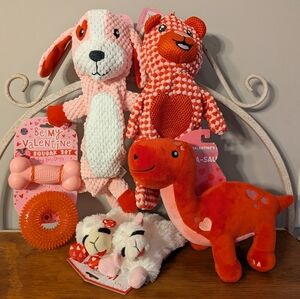 Valentine's Day Plush Toy Set - Pink and Red